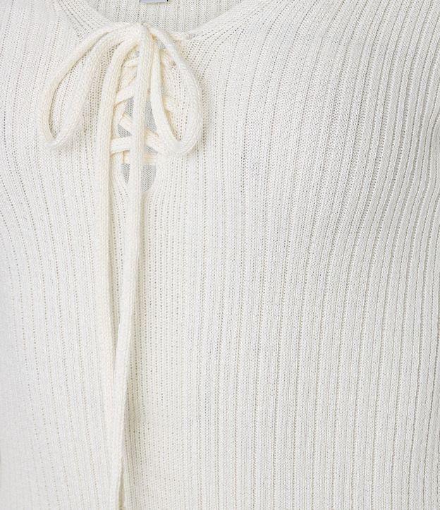 Blusa Canelada em Tricô com Amarração e Punho Amplo - 1