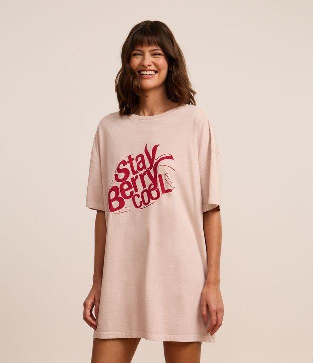 Camisola T-Shirt em Algodão Estonado com Estampa Morango - 2