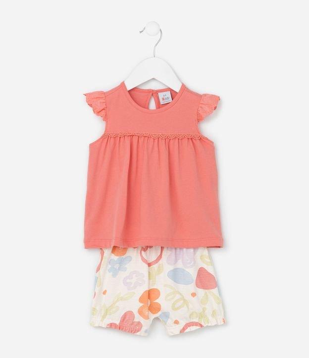 Conjunto Infantil com Estampa Floral - Tam 0 a 18 Meses - 1