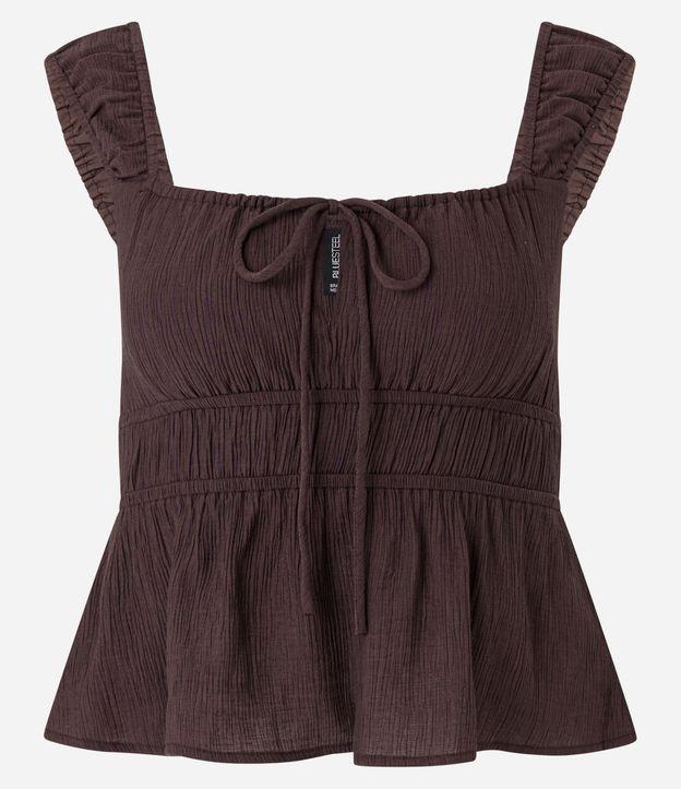 Blusa Texturizada com Amarração e Babado - 1