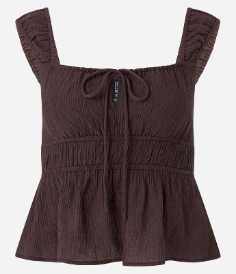 Blusa Texturizada com Amarração e Babado