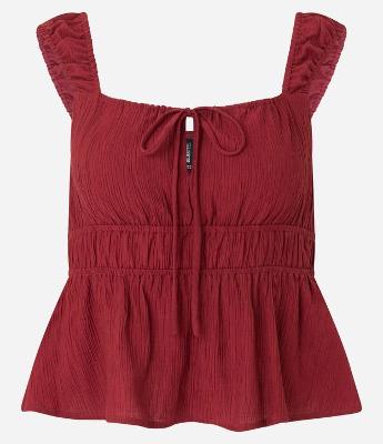 Blusa Texturizada com Amarração e Babado