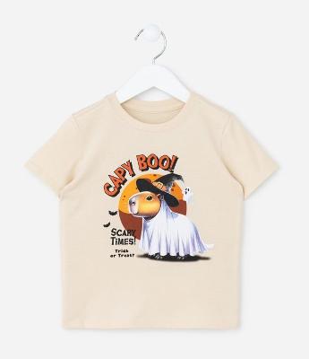 Camisa Infantil com Estampa de Halloween Capi Fantasma - Tam 1 a 6 Anos