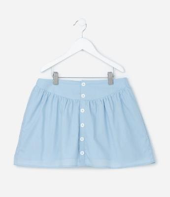 Saia Infantil em Tricoline com Botões e Pregas - Tam 5 a 14 Anos