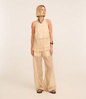 Calça Wide Leg em Liocel com Cintura Alta e Textura - 1