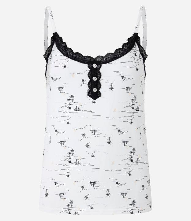 Pijama Short Doll em Peach Touch com Alcinha e Estampa de Barcos - 1