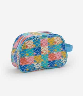 Nécessaire Retangular Grande com Estampa Bloco de Cores do Stitch