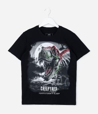 Camiseta Infantil com Estampa Dinossauro - Tam 5 a 14 Anos