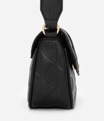 Bolsa Transversal Média com Tampa e Textura Embossed