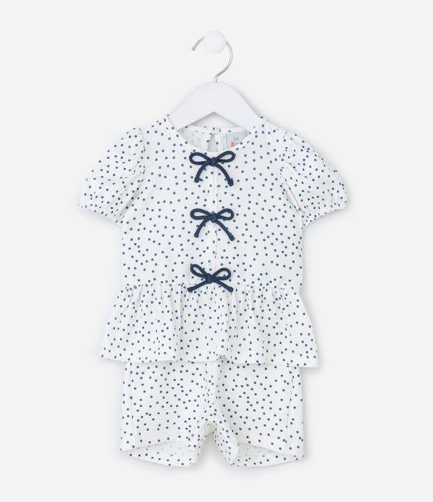 Conjunto Infantil com Estampa Poá Texturizado - Tam 0 a 18 Meses - 1