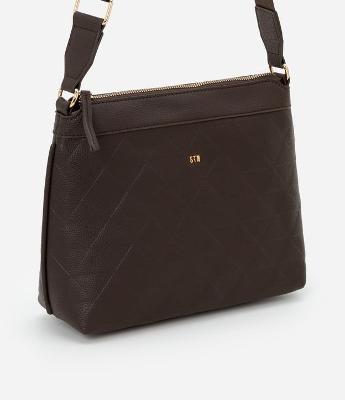 Bolsa Transversal Postman Média com Efeito Embossed e Alça de Gorgorão