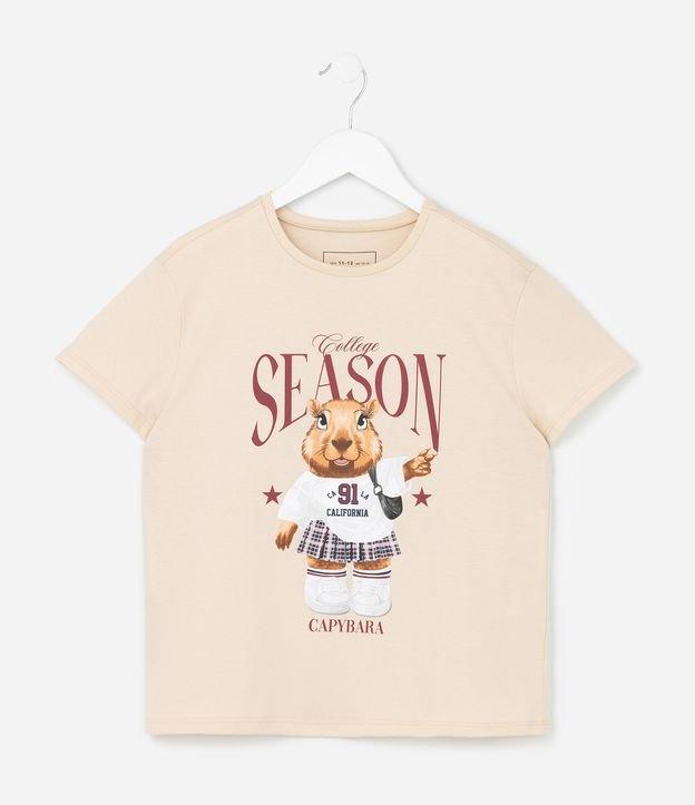 Camiseta Regular Infantil com Estampa de Capivara - Tam 5 a 14 Anos - 1