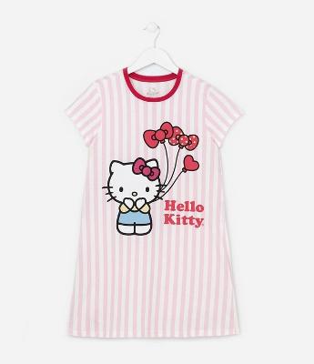 Camisola Infantil com Estampa e Lettering Hello Kitty - Tam 5 a 14 Anos