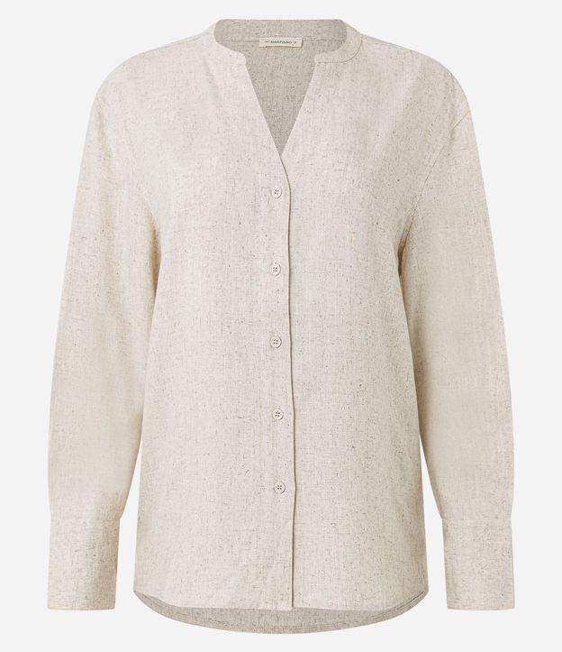 Camisa Texturizada em Viscolinho e Gola Padre - 1