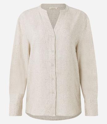 Camisa Texturizada em Viscolinho e Gola Padre