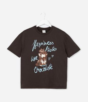Camiseta Over Infantil com Estampa de Milkshake - Tam 5 a 14 Anos