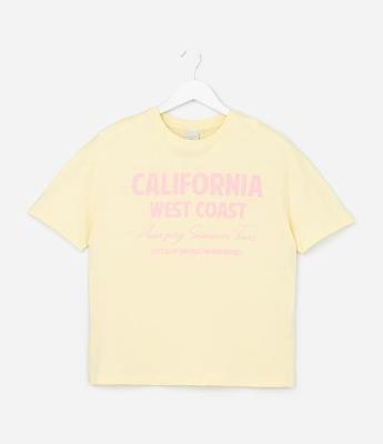 Camiseta Over Infantil com Estampa Lettering California - Tam 5 a 14 Anos