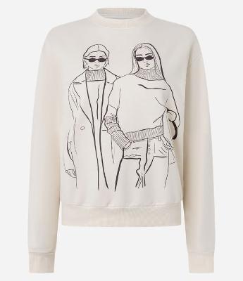 Casaco em Moletom com Bordado Mulheres Fashion