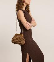 Bolsa Clutch Grande em Ráfia e Alça de Corrente - 2