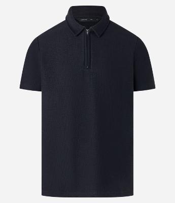 Camisa Polo Slim com Zíper na gola e Texturizada
