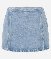 Short Saia em Jeans com Recortes e Fendinhas - 1