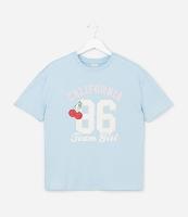 Camiseta Over Infantil com Estampa de Cereja e Lettering California - Tam 5 a 14 Anos - 1