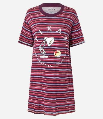 Camisola em Viscose Listrada com Estampa da Luminária Pixar