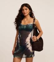 Saída de Praia Vestido em Crepe Tie Dye com Alcinhas - 2