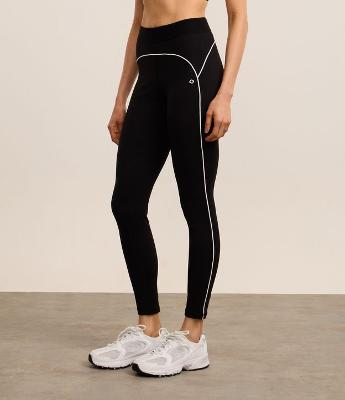 Calça Legging Esportiva em Microfibra com Elástico na Cintura e Viés Contrastante