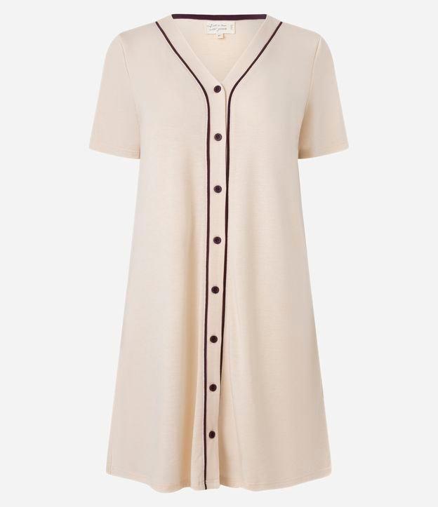 Camisola Curta com Botões e Vieses Contrastantes - 1