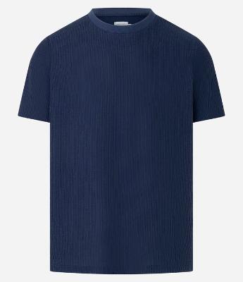 Camiseta em Algodão Canelada com Gola Redonda