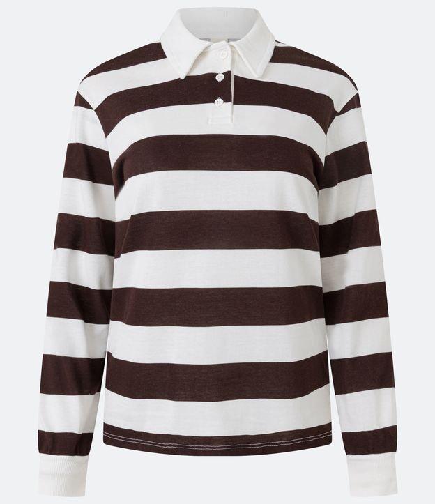 Blusa em Algodão com Gola Polo e Listras Horizontais - 1