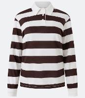 Blusa em Algodão com Gola Polo e Listras Horizontais - 1