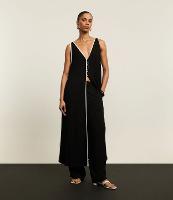 Calça Wide Leg Cintura Alta em Viscose com Listras Contrastantes - 1