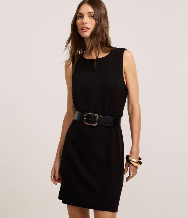 Vestido Curto em Crepe com Decote Redondo - 2