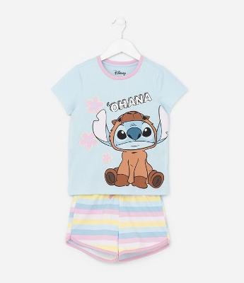 Pijama Infantil com Estampa Stitch Capivara - Tam 4 a 14 Anos
