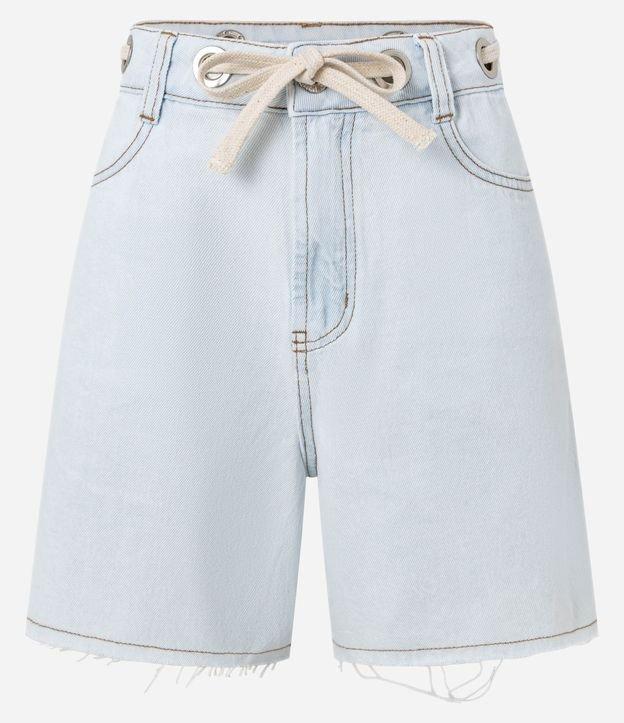 Bermuda em Jeans com Ilhós e Amarração no Cós - 1