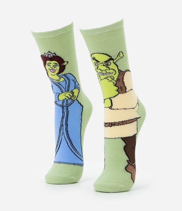 Meia Cano Longo em Algodão com Estampa Shrek & Fiona - 1