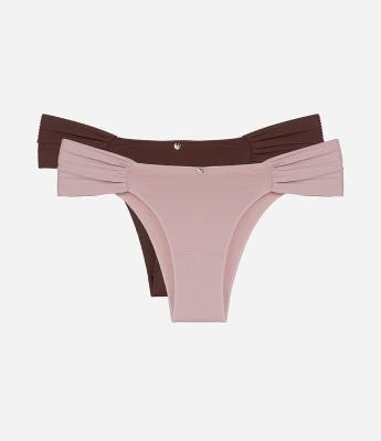 Kit 02 Calcinhas Biquíni Lateral Drapeada em Microfibra