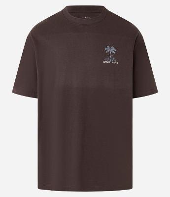 Camiseta Relaxed em Algodão com Estampa de Coqueiro e Lettering Work Hard