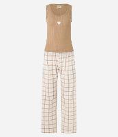 Pijama Longo em Algodão com Calça Xadrez Vichy - 1