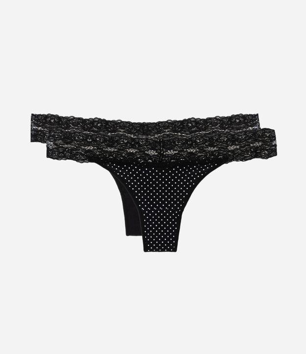 Kit 02 Calcinhas Biquíni Fio em Cotton com Cós de Renda - 1