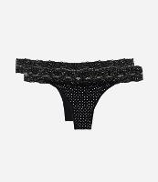 Kit 02 Calcinhas Biquíni Fio em Cotton com Cós de Renda - 1