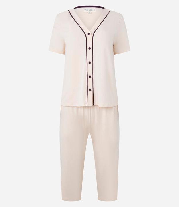 Pijama Capri com Abotoamento e Vieses Contrastantes - 1