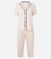 Pijama Capri com Abotoamento e Vieses Contrastantes - 1
