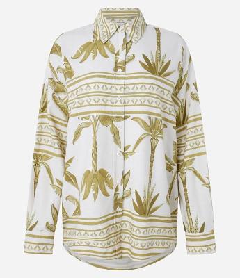 Camisa em Viscolinho com Estampa Étnica Coqueiros