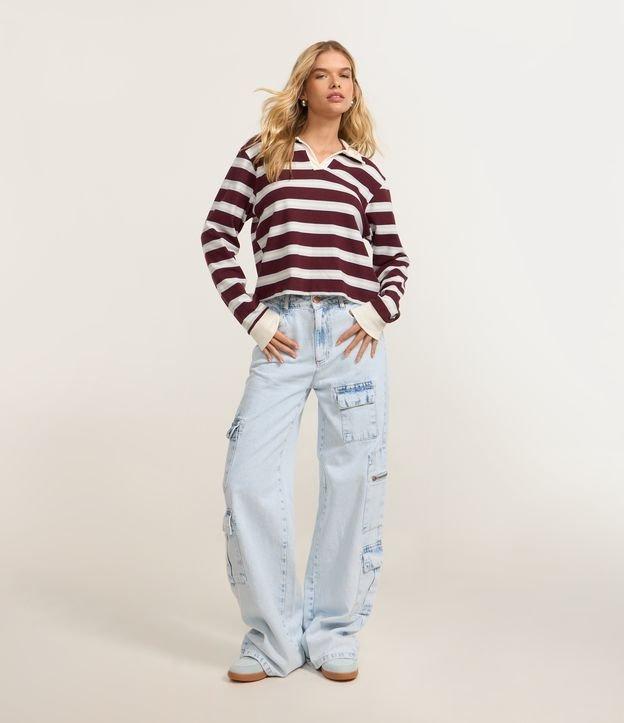 Calça Wide Leg em Jeans com Bolsos Cargo - 2
