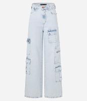 Calça Wide Leg em Jeans com Bolsos Cargo - 1