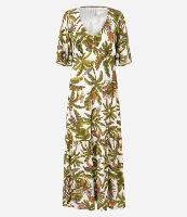 Vestido Longo em Chalis com Estampa Tropical e Botões - 1