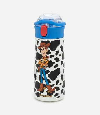 Garrafa Térmica em Metal com Tampa Botão e Estampa Woody